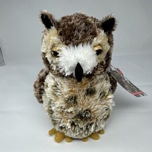 Aurora Mini Flopsie Great Horned Owl 8" Plush Beanbag New 30535